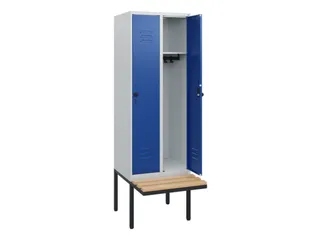 locker met bank,HxBxD 1950x600x815mm,2vak,vak B 300mm,draaigrendel - 2