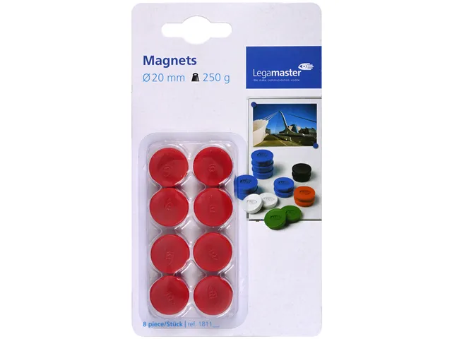 Magneet Legamaster 20mm 250gr rood 8 stuks