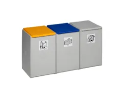 Afvalverzamelaar 3-voudig module HxBxD 570x1060x405mm 60 liter Grijs