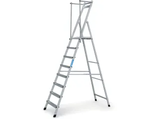 platformladder,bordes HxBxD 1990x400x400mm,8trede(n),aluminium - 2