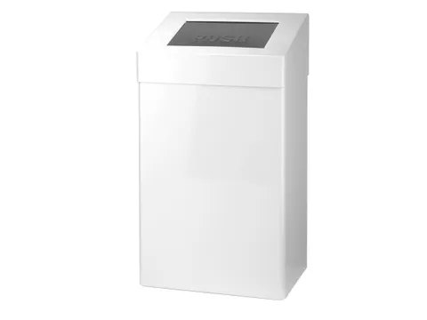 Afvalbak gesloten Wit-RVS i ncl. deksel 50 ltr