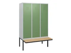 locker met bank,HxBxD 1950x1200x815mm,3vak,vak B 400mm,cil.-slot