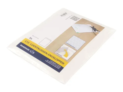 Luchtkussenenvelop Raadhuis 150x215mm C13 wit plakstrip krimp a 5 stuk