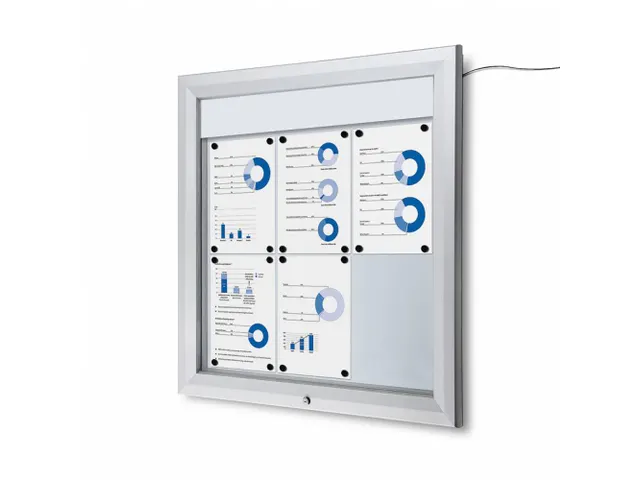 Outdoor mededelingenbord 6x A4 met logopaneel LED verlicht