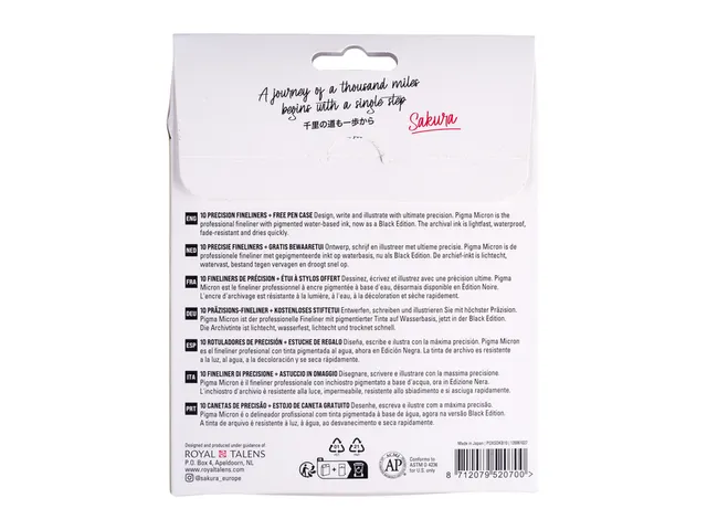 Fineliner Sakura Pigma Micron Black Edition set à 10 breedtes + grati
