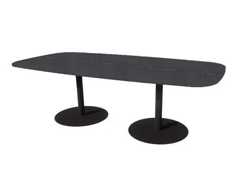 Linesto vergadertafel 240x120 deens ovaal houtprint schaduw 25mm zwart