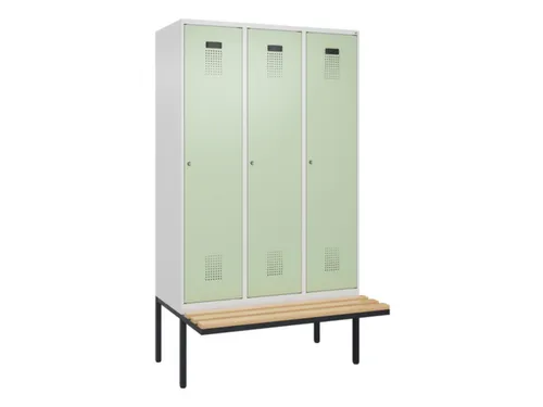 locker met bank,voor scheiding van kleding,HxBxD 2120x1200x815mm,3vak