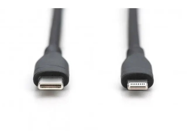 USB siliconen oplaadkabel USB-C Lightning 2m USB 2.0 60W Zwart