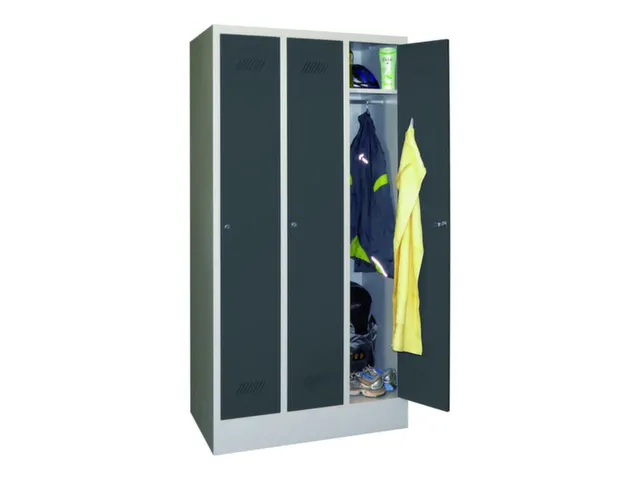 locker,HxBxD 1850x900x500mm,3vak,vak B 300mm,RAL7035,front RAL7016