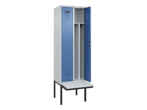 locker met bank,voor scheiding van kleding,HxBxD 2120x600x815mm,2vak