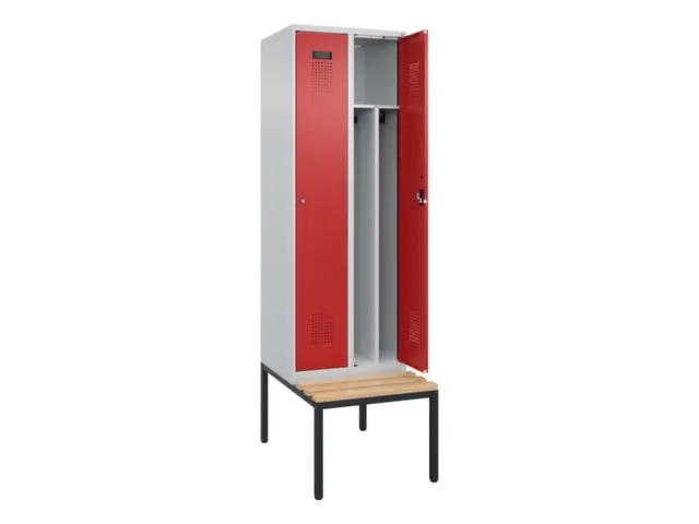 locker met bank,voor scheiding van kleding,HxBxD 2120x600x815mm,2vak