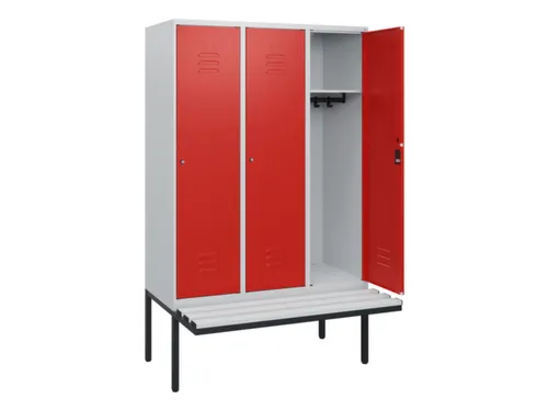 locker met bank,HxBxD 1950x1200x815mm,3vak,vak B 400mm,cil.-slot
