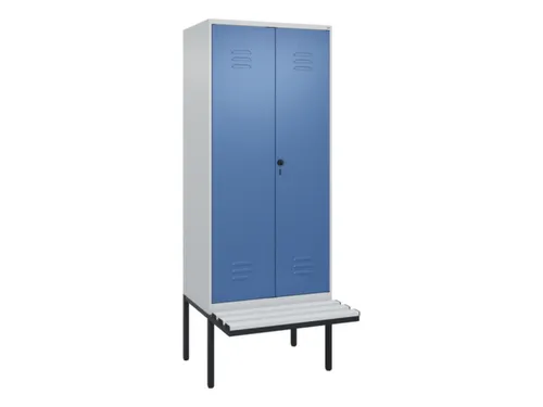 PBM-locker met bank,HxBxD 2120x800x815mm,2vak,vak B 400mm,draaigrendel