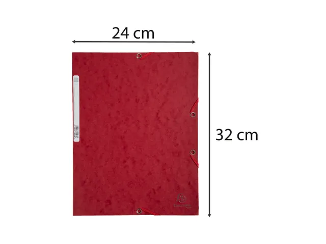 Elastomap 3 kleppen glanskarton 400g/m2 A4-Kersenrood