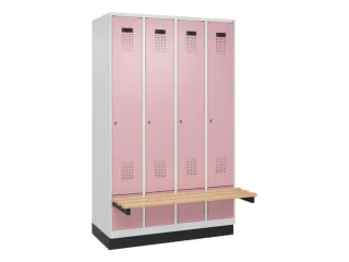 locker met bank,HxBxD 1950x1200x815mm,4vak,vak B 300mm,cilinderslot - 2