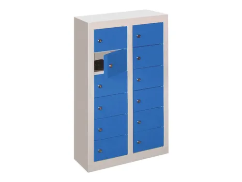 lockerkast,HxBxD 815x460x200mm,2x6vakken,RAL7035,front RAL5010