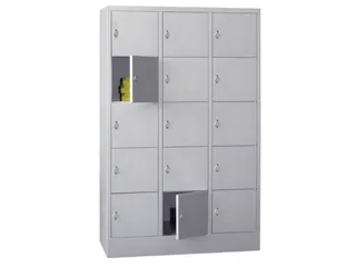 lockerkast,HxBxD 1850x1200x500mm,3x5vakken,RAL7035,front RAL7016 - 1