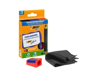 Whiteboardpotlood BicKids Multi Surface + puntenslijper/doekje ass 3st - 4