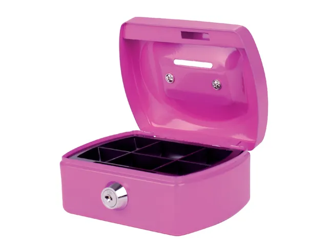 Geldkist Pavo met muntgleuf 125x95x60mm roze