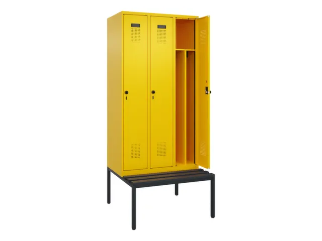 locker met bank,voor scheiding van kleding,HxBxD 2120x900x815mm,3vak