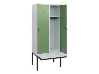 locker met bank,HxBxD 1950x800x815mm,2vak,vak B 400mm,draaigrendel - 2