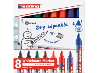 Whiteboardmarker edding 360 rond 1.5-3mm assorti 8 stuks - 1