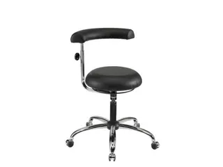 werkplaatsstoel kunstleer zwart HxØ 365-450mmx430mm wielen - 1