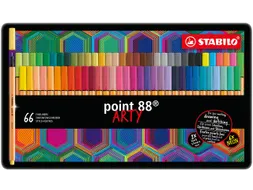 Fineliner STABILO point 88/66 Arty fijn assorti blik à 66 stuks