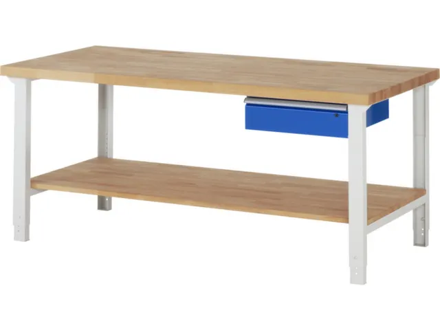 werkbank,HxBxD 790-1140x2000x900mm,beukblad,draagverm. 750kg,4voeten