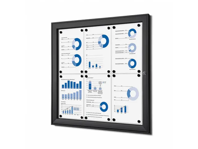 Vergrendelbaar Mededelingenbord Indoor/ Outdoor 6xA4 Zwart