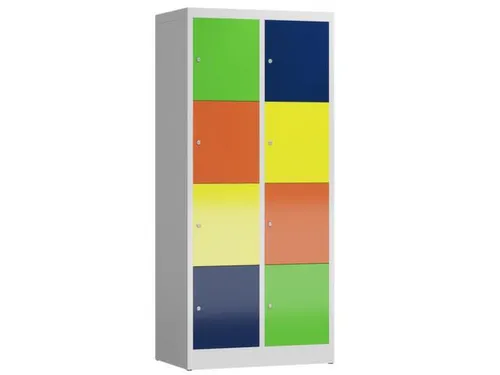 Lockerkast 1800x800x500mm 2x4 vakken cilinderslot, sokkel, Multicolor