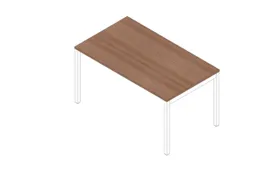 bureau HxBxD 730x1400x800mm blad canaletto-hout 4-voeten wit