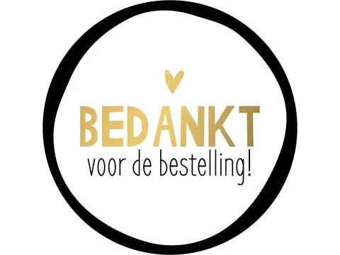 KP Sticker rond 40mm "Bedankt voor de bestelling" goud hart 250 stuks