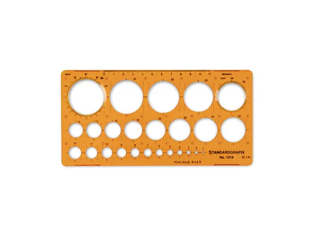 Sjabloon cirkel Standardgraph 1-36mm 25 cirkels