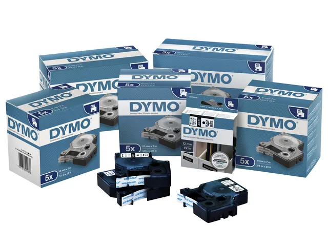 Labeltape Dymo 45013 D1 720530 12mmx7m zwart op wit
