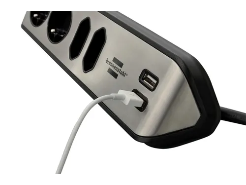 Stekkerdoos Brennenstuhl bureau Estilo 4 voudig inclusief 2 USB 2 m