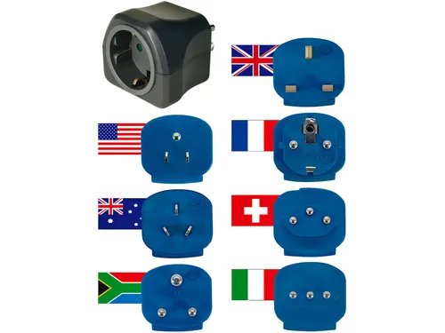 Reisstekker Brennenstuhl adapter wereld 150 landen met aarding zwart