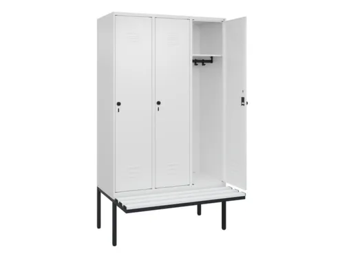 locker met bank,HxBxD 2120x1200x815mm,3vak,vak B 400mm,draaigrendel