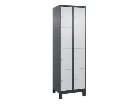 lockerkast,HxBxD 1950x600x500mm,2x4vakken,vak B 300mm,cil.-slot,voeten