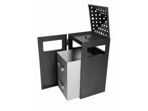 combi-asbak,HxBxD 919x396x425mm,afvalbak inhoud 75l,romp staal grafiet