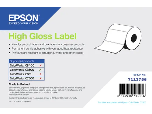 Epson High Gloss Label Zelfklevend Label 76x51mm