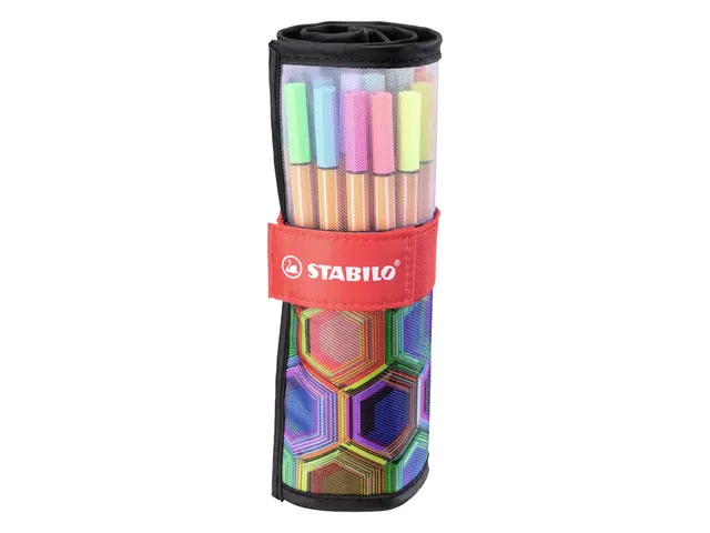 Fineliner STABILO point 88/25 Arty rollerset zwart fijn ass 25st