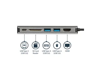 USB-C 6-in-1 Multiport Adapter 4K HDMI 3x USB SD GbE 60W PD - 3