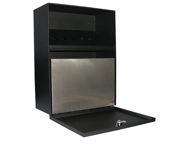 Wandasbak staal 24x30x9cm 7L zwart met 2 sleutels