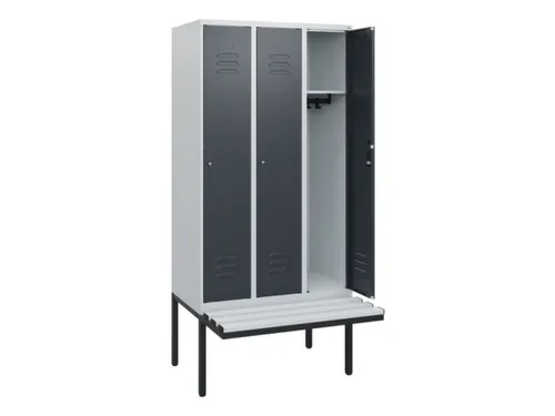 locker met bank,HxBxD 1950x900x815mm,3vak,vak B 300mm,cil.-slot