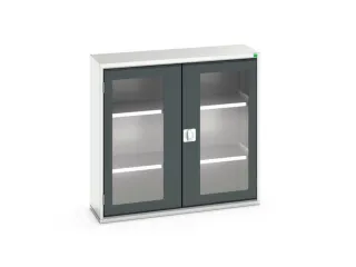 vitrinekast 1000x1050x350mm 2xStalen bodem romp RAL7035 front RAL7016 - 1