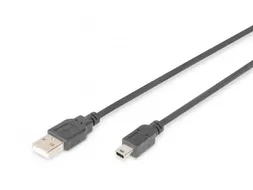 USB 2.0 Aansluitkabel Type A - Mini B (5-pins) St/St 1,8m Zwart