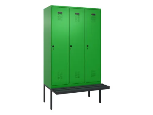 locker met bank,voor scheiding van kleding,HxBxD 2120x1200x815mm,3vak