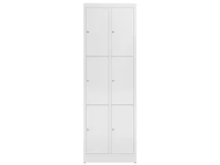 Lockerkast 1800x590x500mm 2x3 vakken cilinderslot, sokkel, RAL9003 - 2