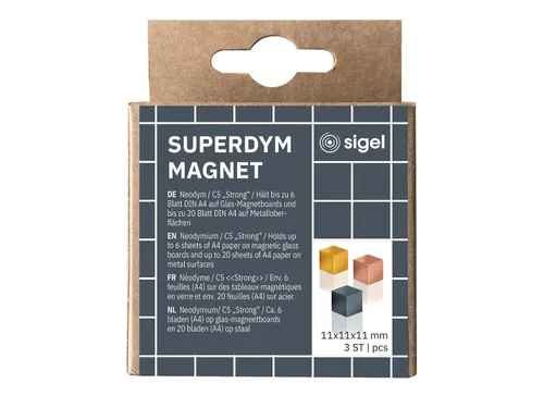 Magneten Sigel voor glasbord set 3kleuren C5 sterk 11x11x11mm